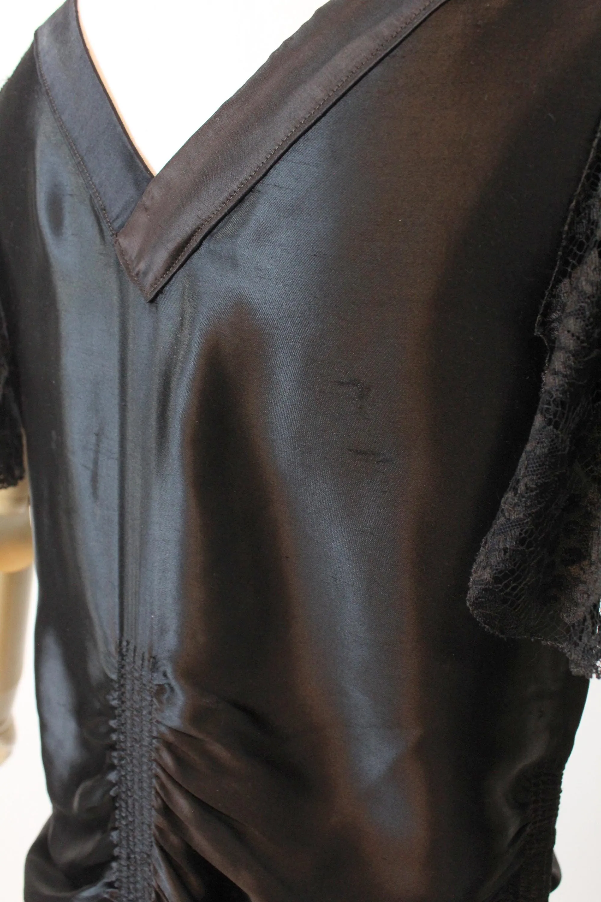 1920s LIQUID SATIN flutter sleeves dress small medium | new fall winter