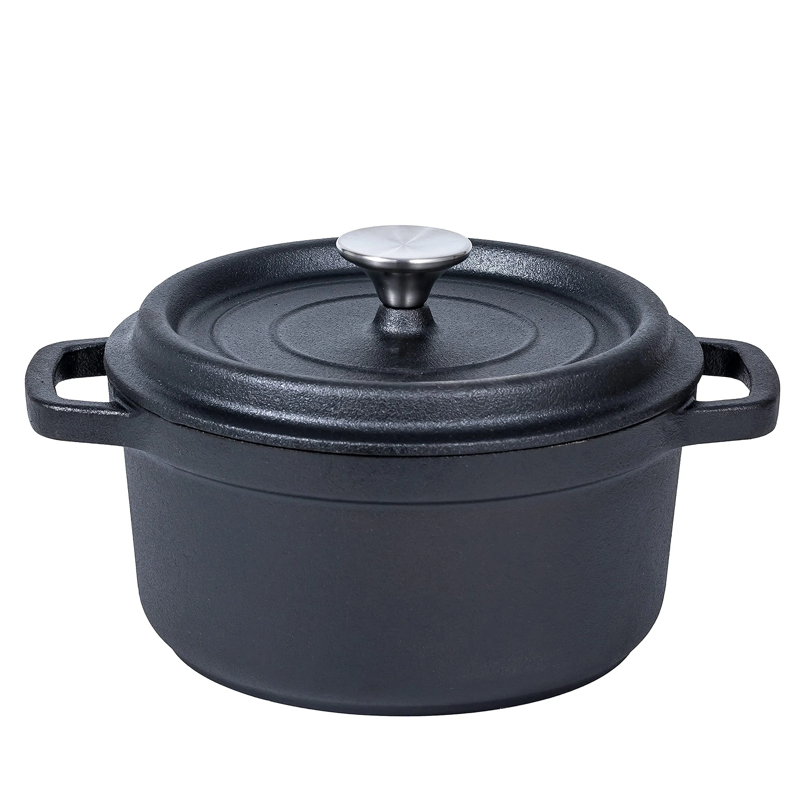 24cm | Pre-seasoned NonStick Cast Iron Dutch Oven | Handles | Lid | Skillet Cookware | Braising Pot | Casserole