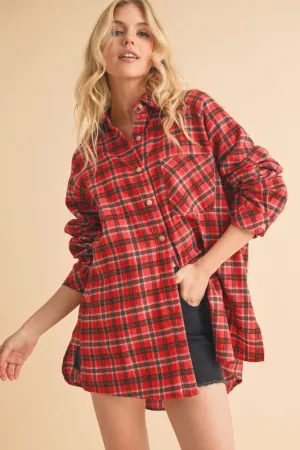 Aemi   Co Plaid Button Up Flannel Shirt with Chest Pocket