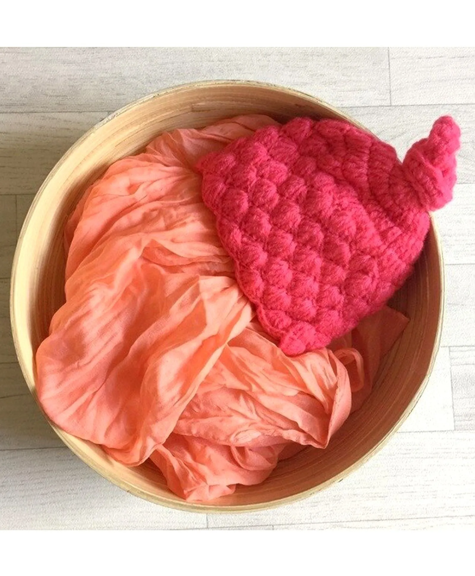Babymoon Non Stretchable Baby Wrap & Cap New Born Photography Photohoot Prop-Peach