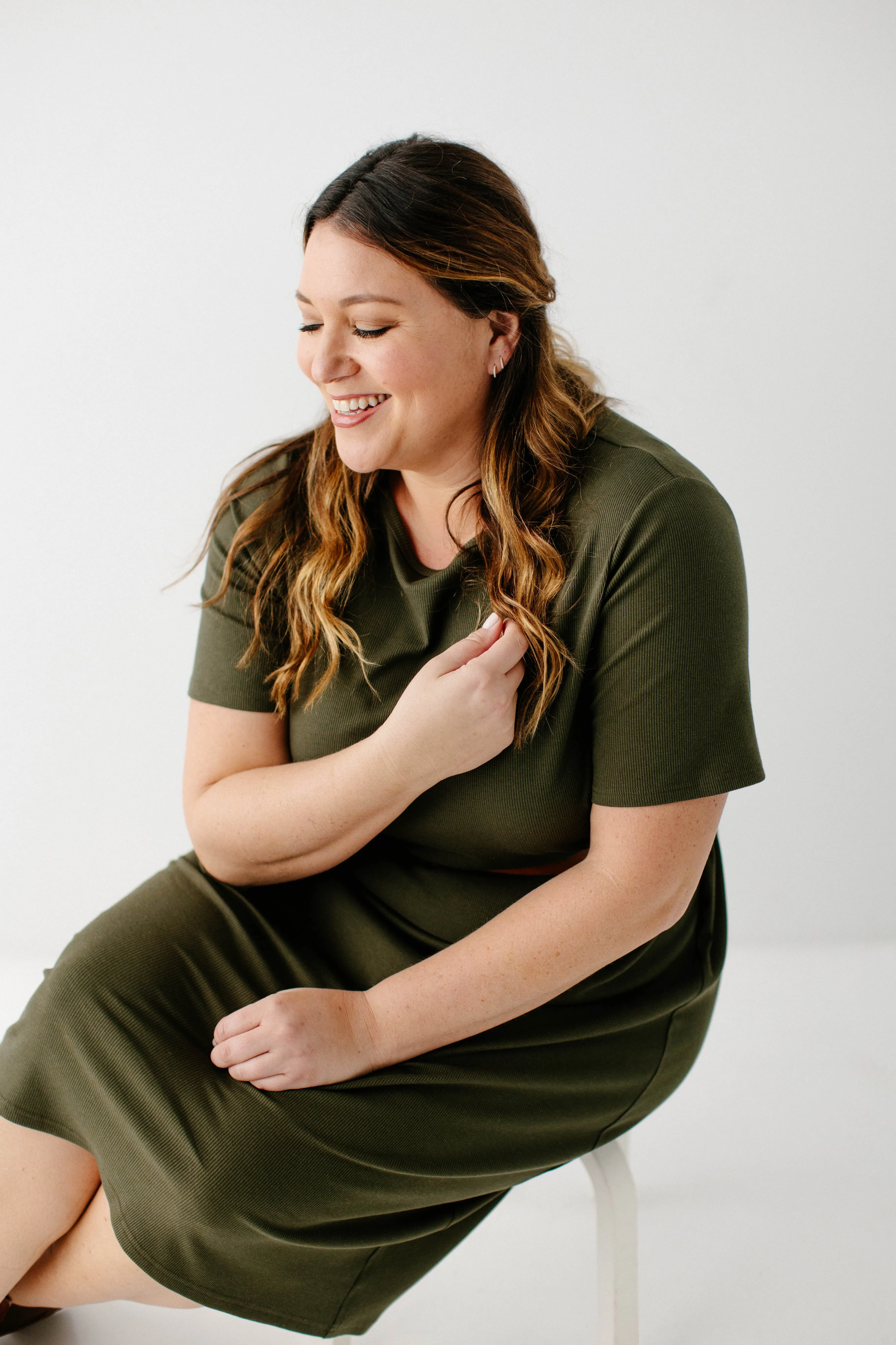 'Constance' Ribbed Bamboo Blend Midi Dress FINAL SALE