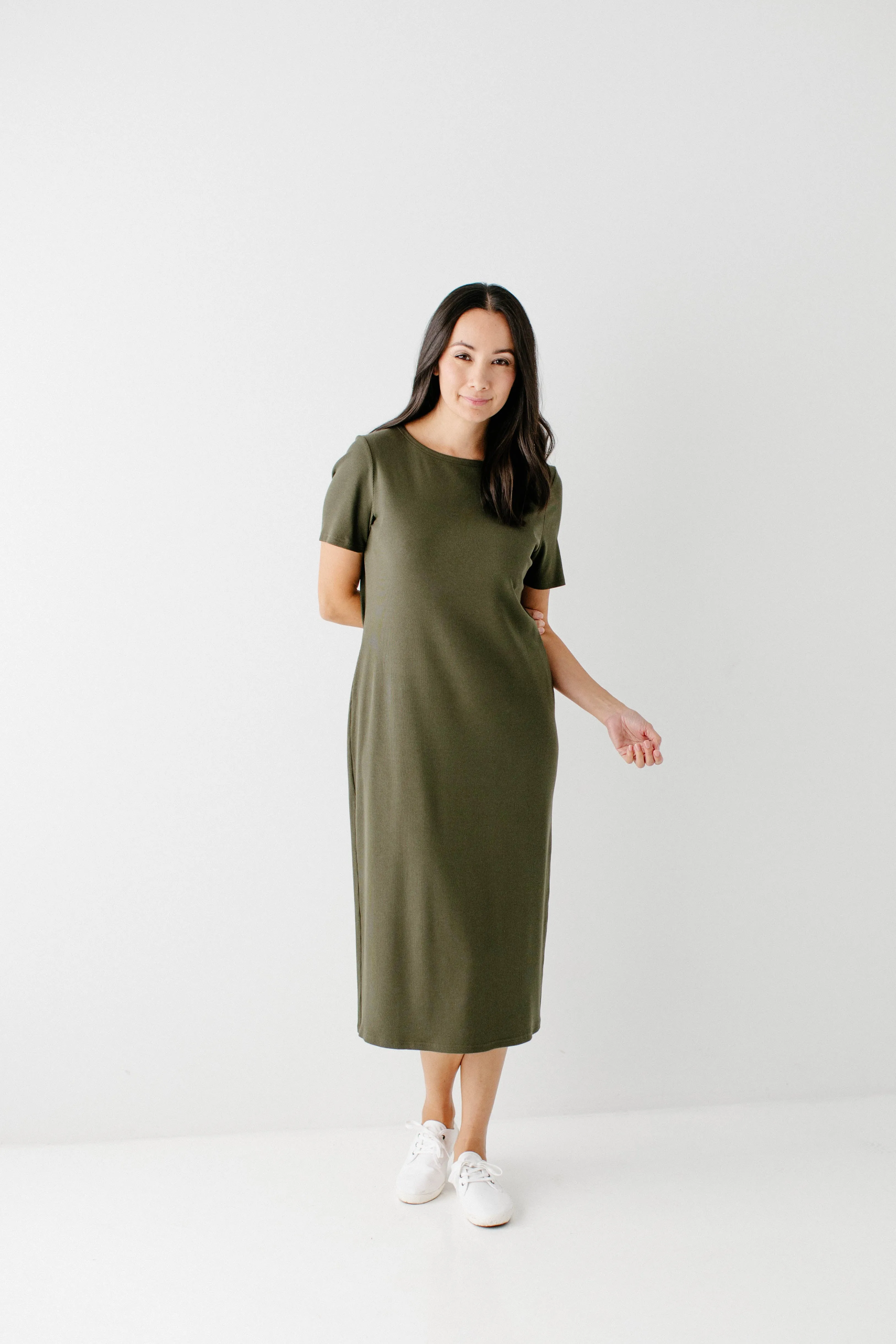 'Constance' Ribbed Bamboo Blend Midi Dress FINAL SALE