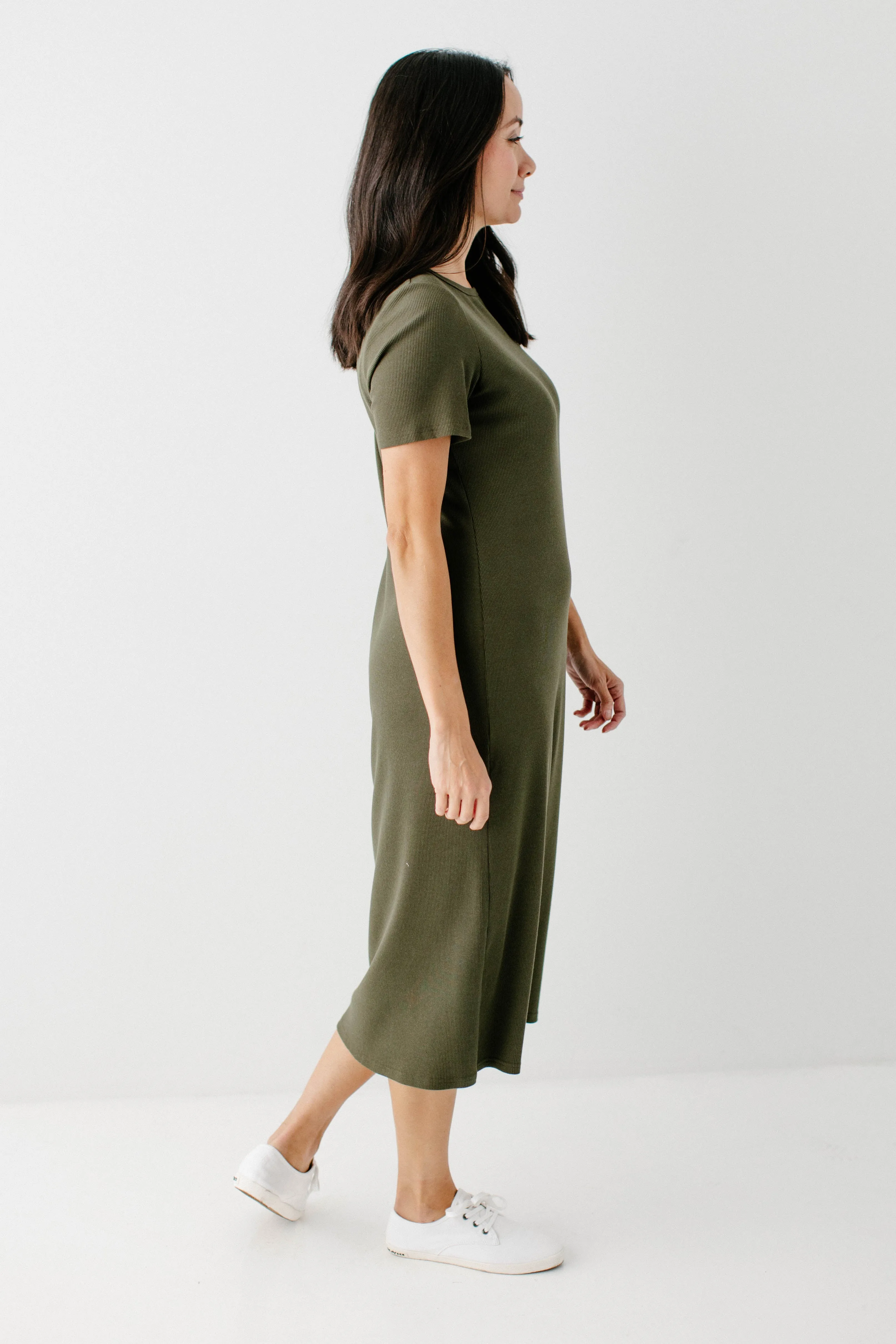 'Constance' Ribbed Bamboo Blend Midi Dress FINAL SALE