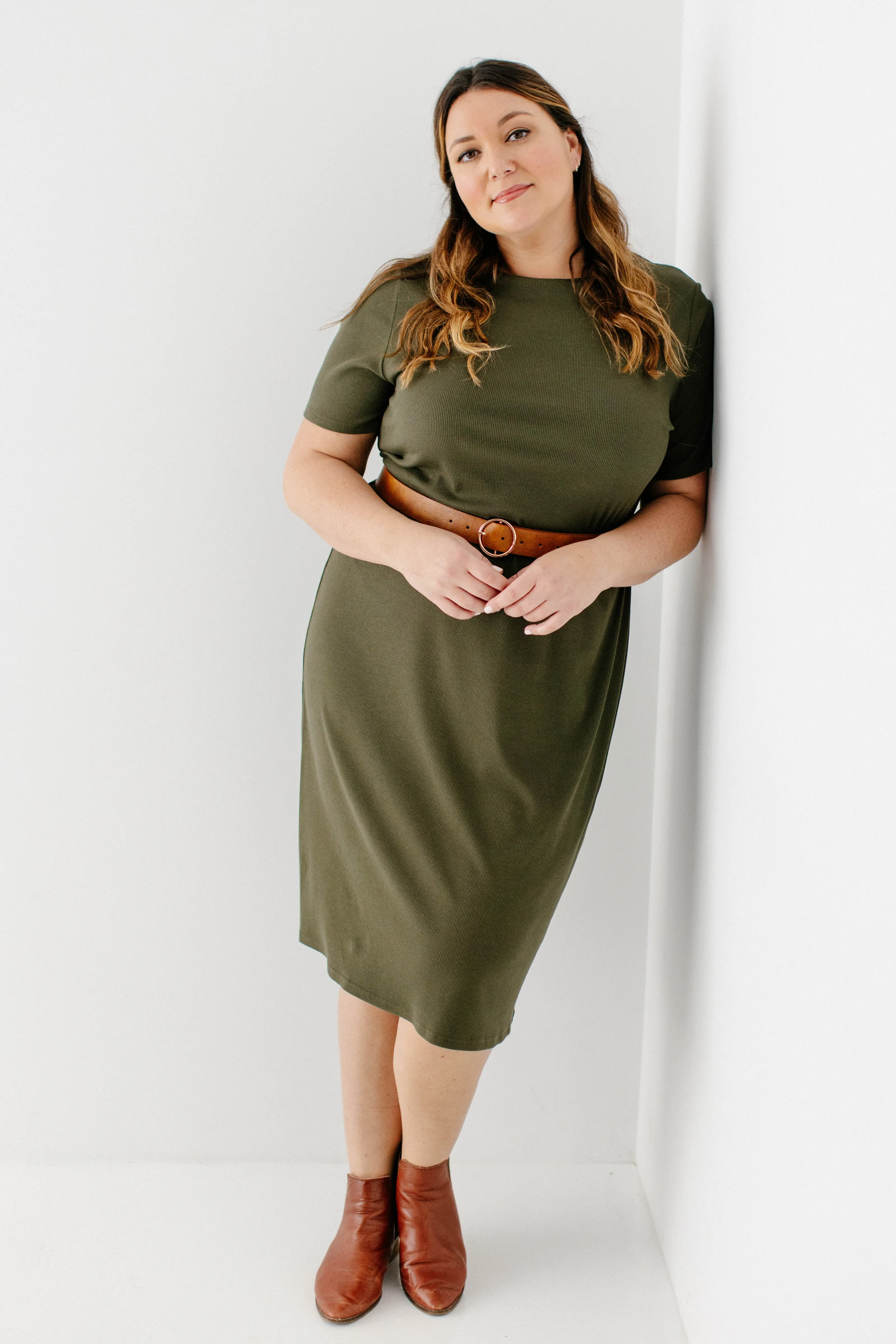'Constance' Ribbed Bamboo Blend Midi Dress FINAL SALE