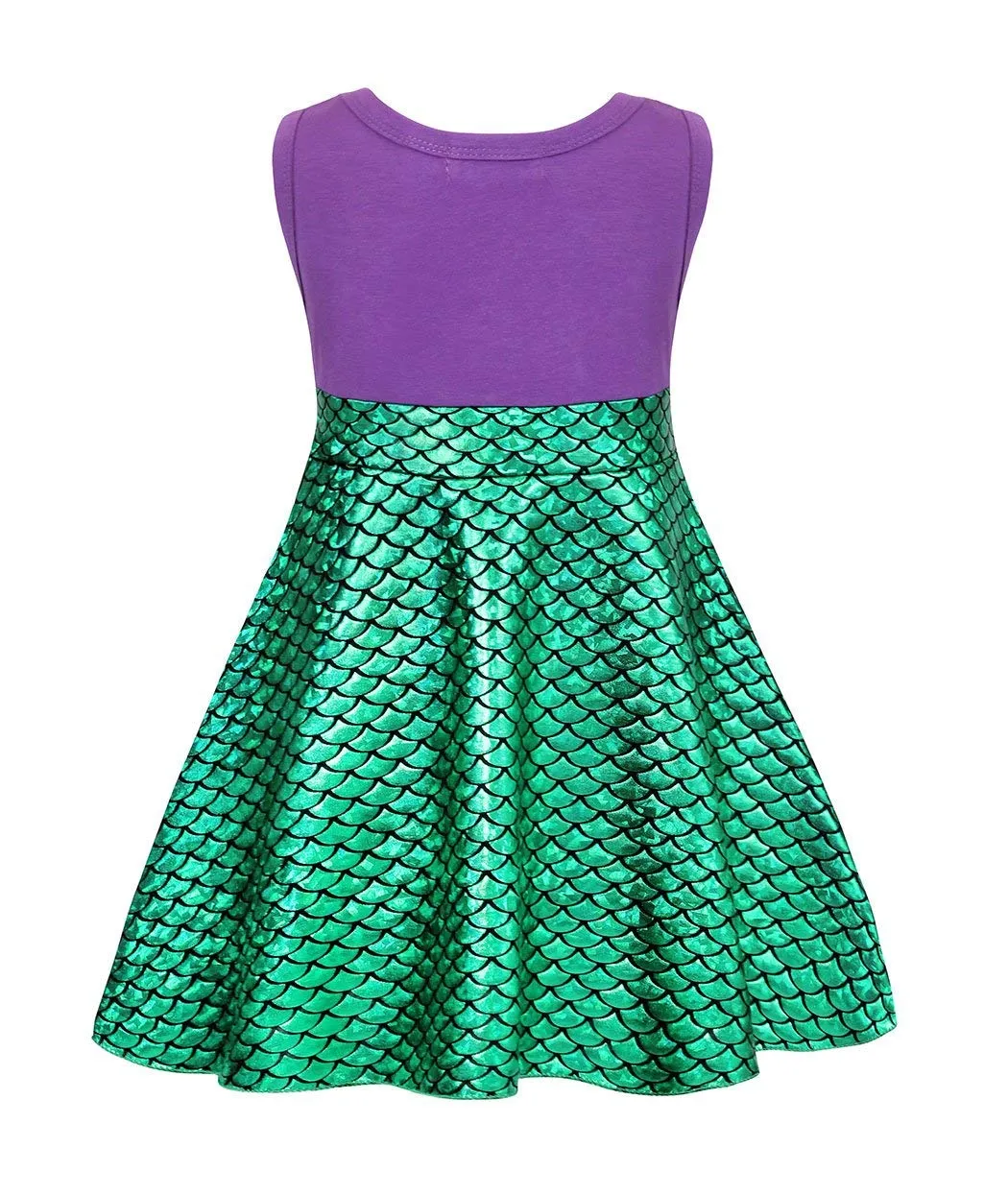 COTRIO Ariel Dress Size 6 Little Mermaid Costume Princess Mermaid Dresses Toddlers Halloween Outfits Role Play Dress up with Headband (Green)