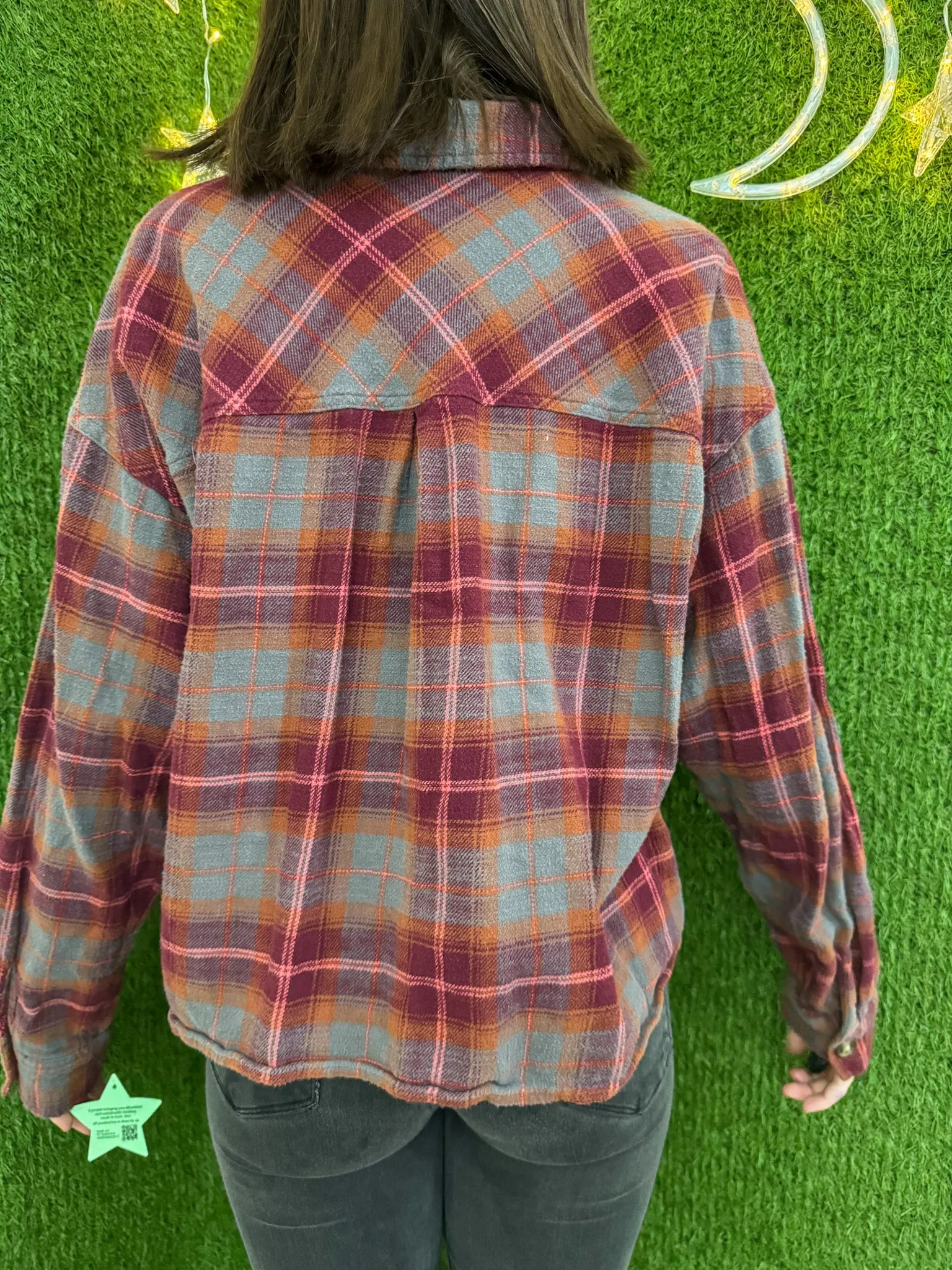 Eat The Rich Cropped Flannel XL
