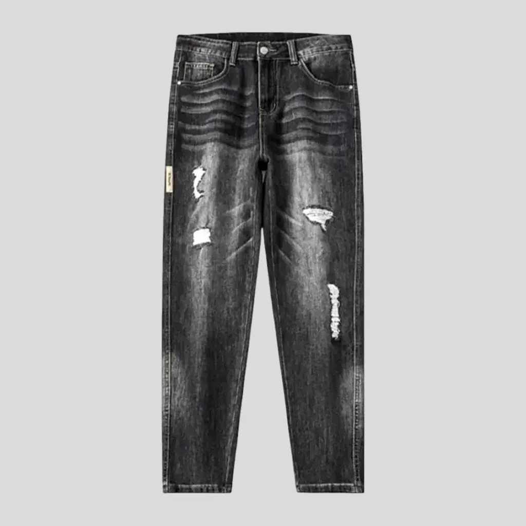 Elastic mid-rise men's jeans