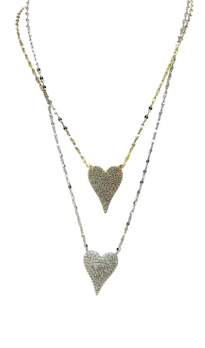 Faceted Links Pave Heart Necklace
