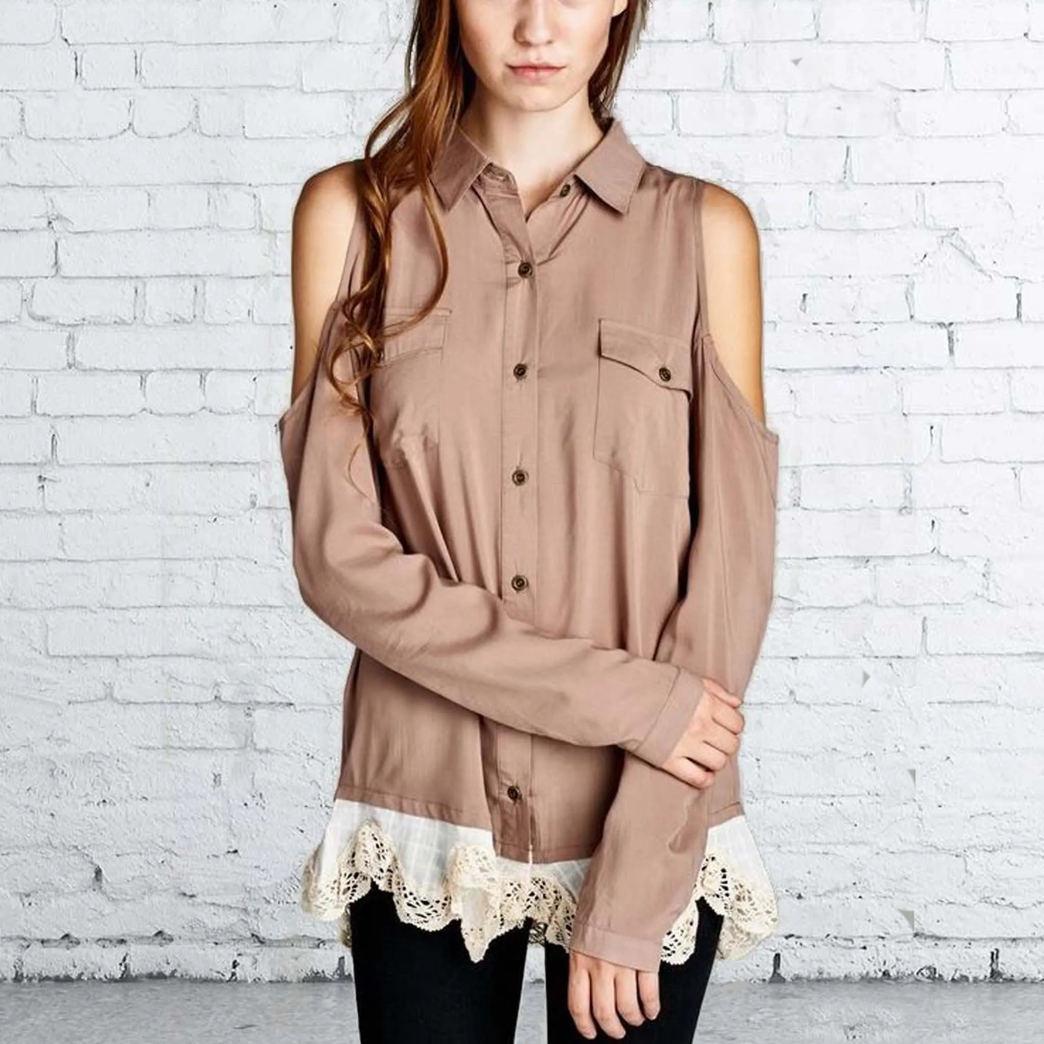 Foxly Lace Top in Timber