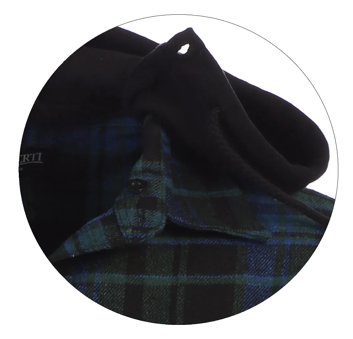 Gioberti Men's Black / Green / Royal Blue Removable Hoodie Plaid Checkered Flannel Button Down Shirt