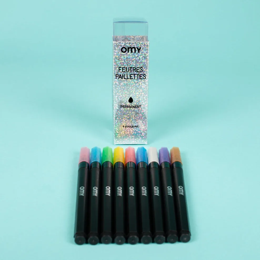 Glitter Markers - Set of 9 by OMY