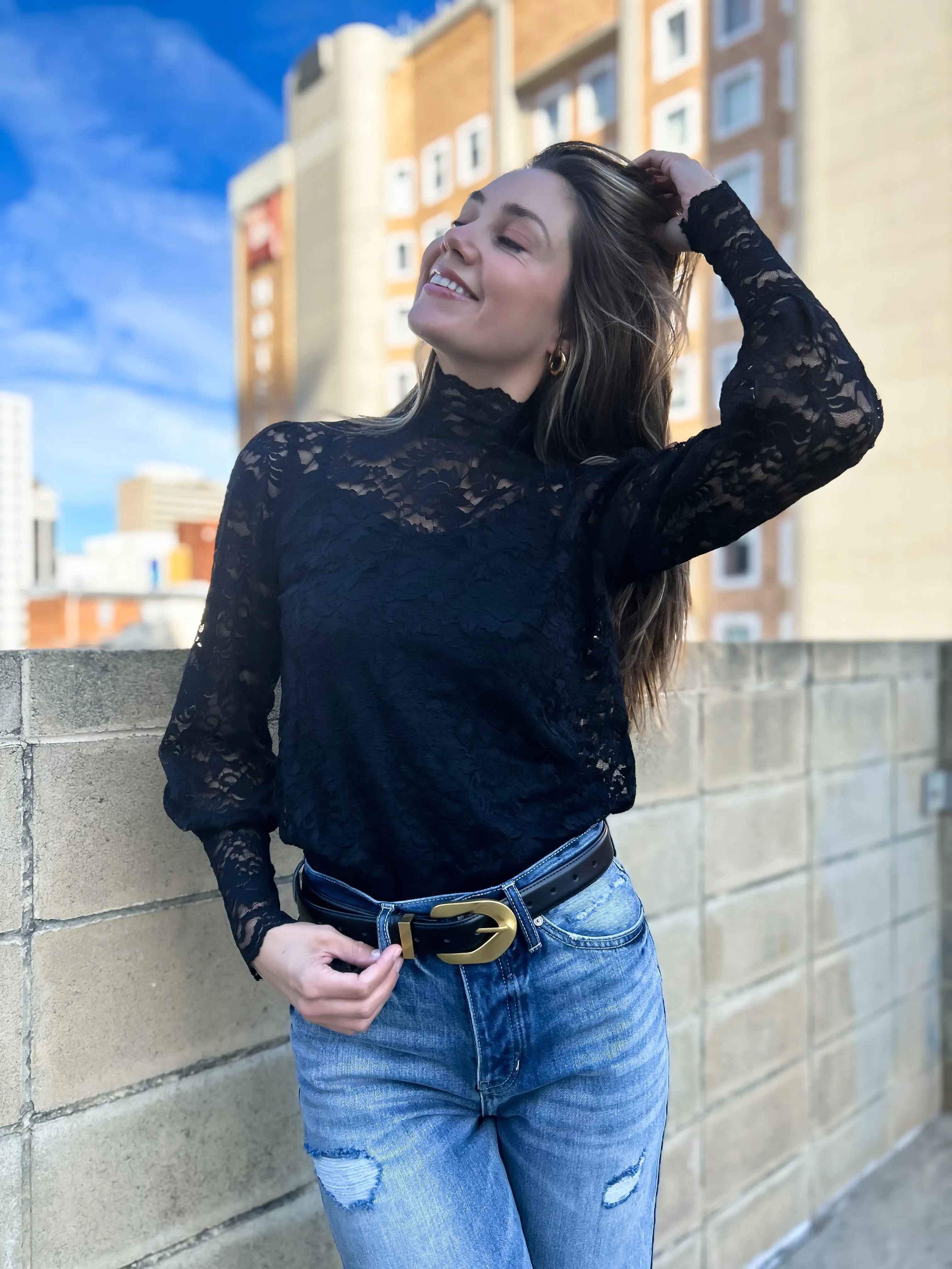 GOLDIE Lace Top - Black