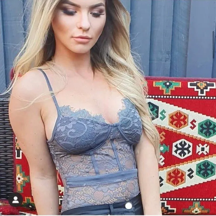 Grey Lace Flower Bodysuit