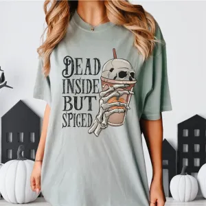 Halloween Comfort Colors® T-Shirt, Dead Inside But Spiced Women's Vintage Design Tee, Retro Inspired T-Shirt