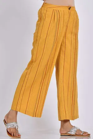 Handloom Culottes with Pleats in Mustard