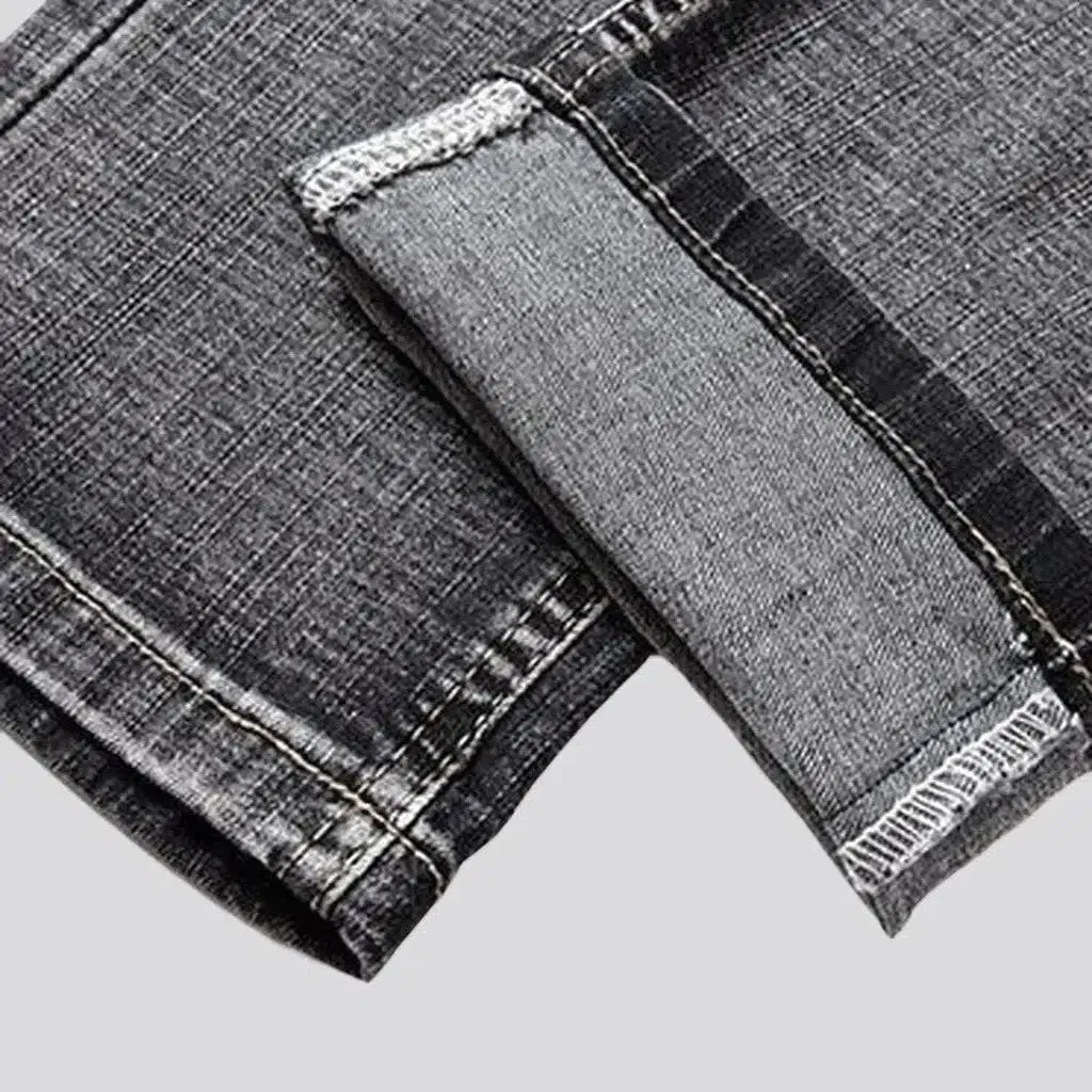 High-waist men's grey jeans