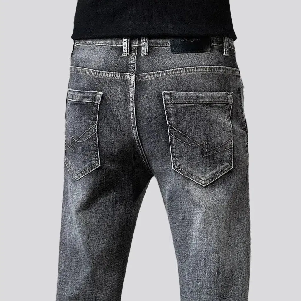 High-waist men's grey jeans