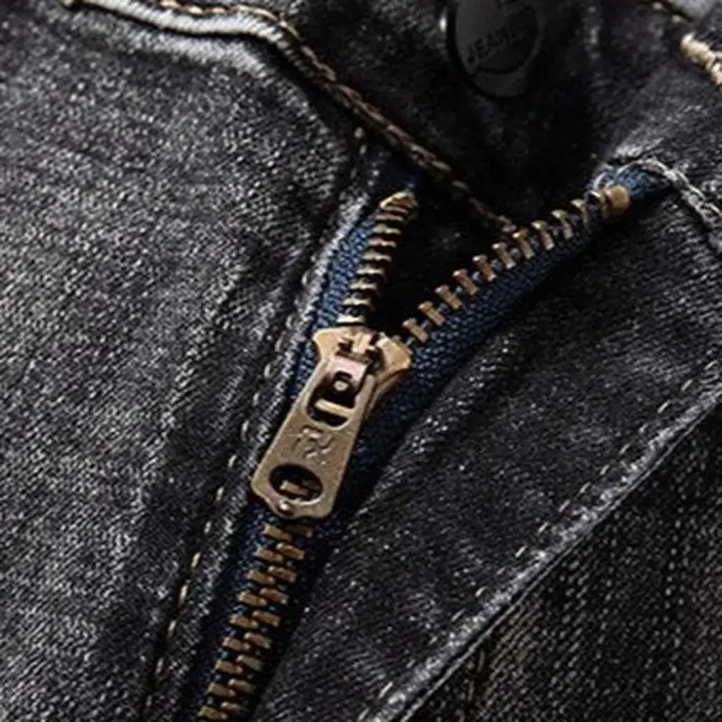 High-waist men's grey jeans