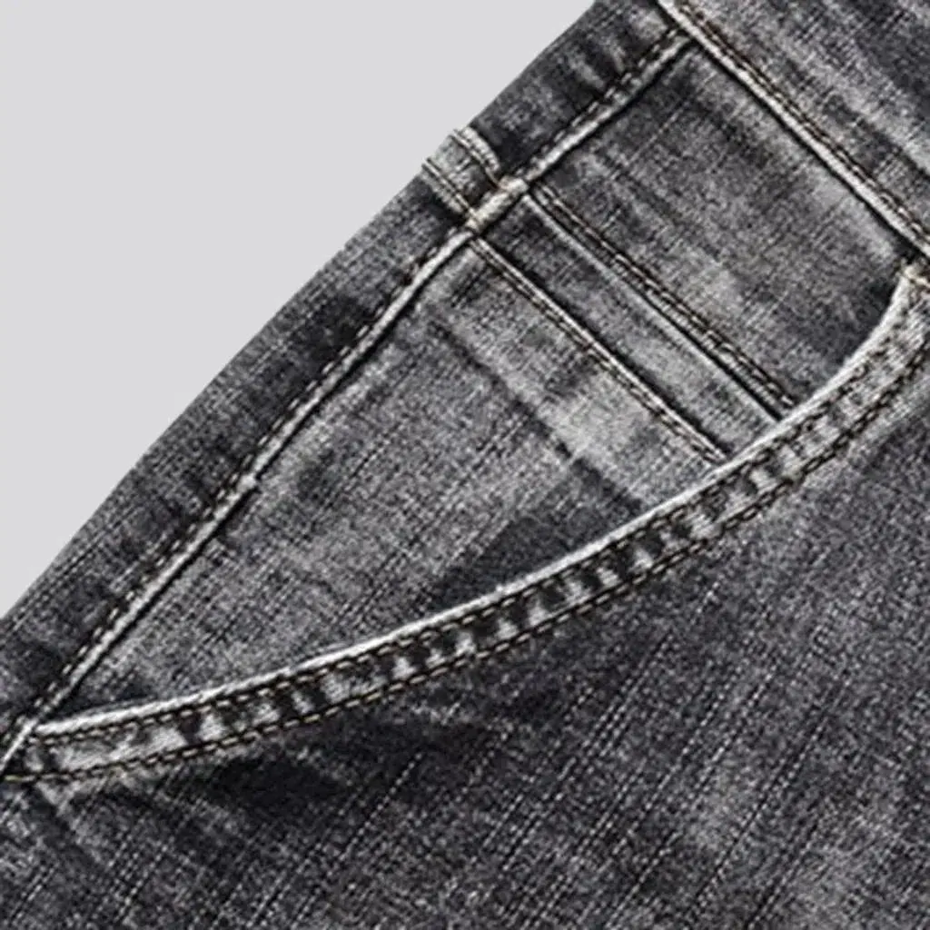 High-waist men's grey jeans