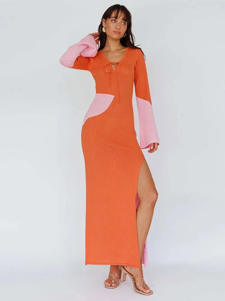 Knit Patchwork Maxi Dress