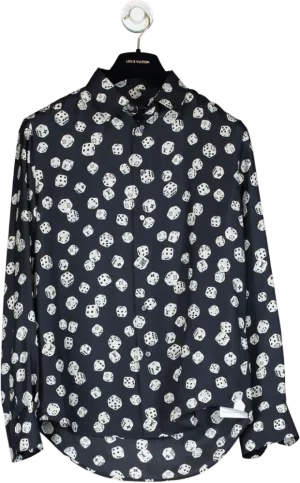 Louis Vuitton Navy Dice Print Silk Shirt UK S