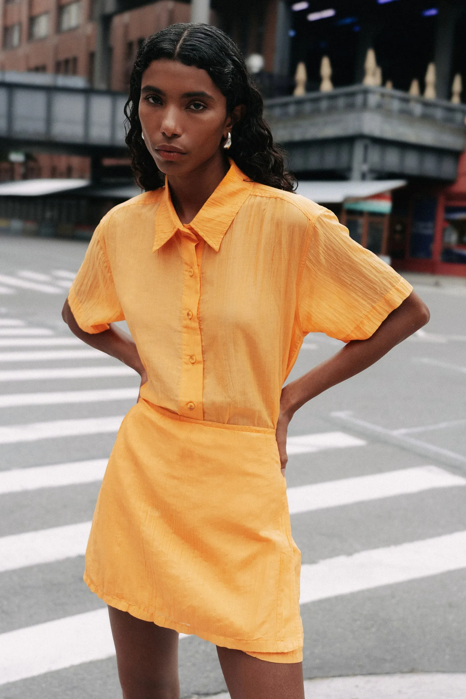 Mason Silk Shirt // Valencia Orange