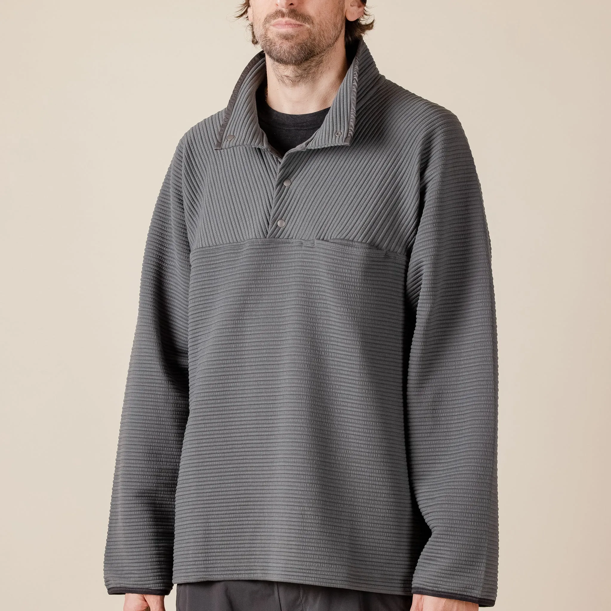Meanswhile - Uneven Fabric Pullover Jersey MW-CT23208 - Charcoal Grey