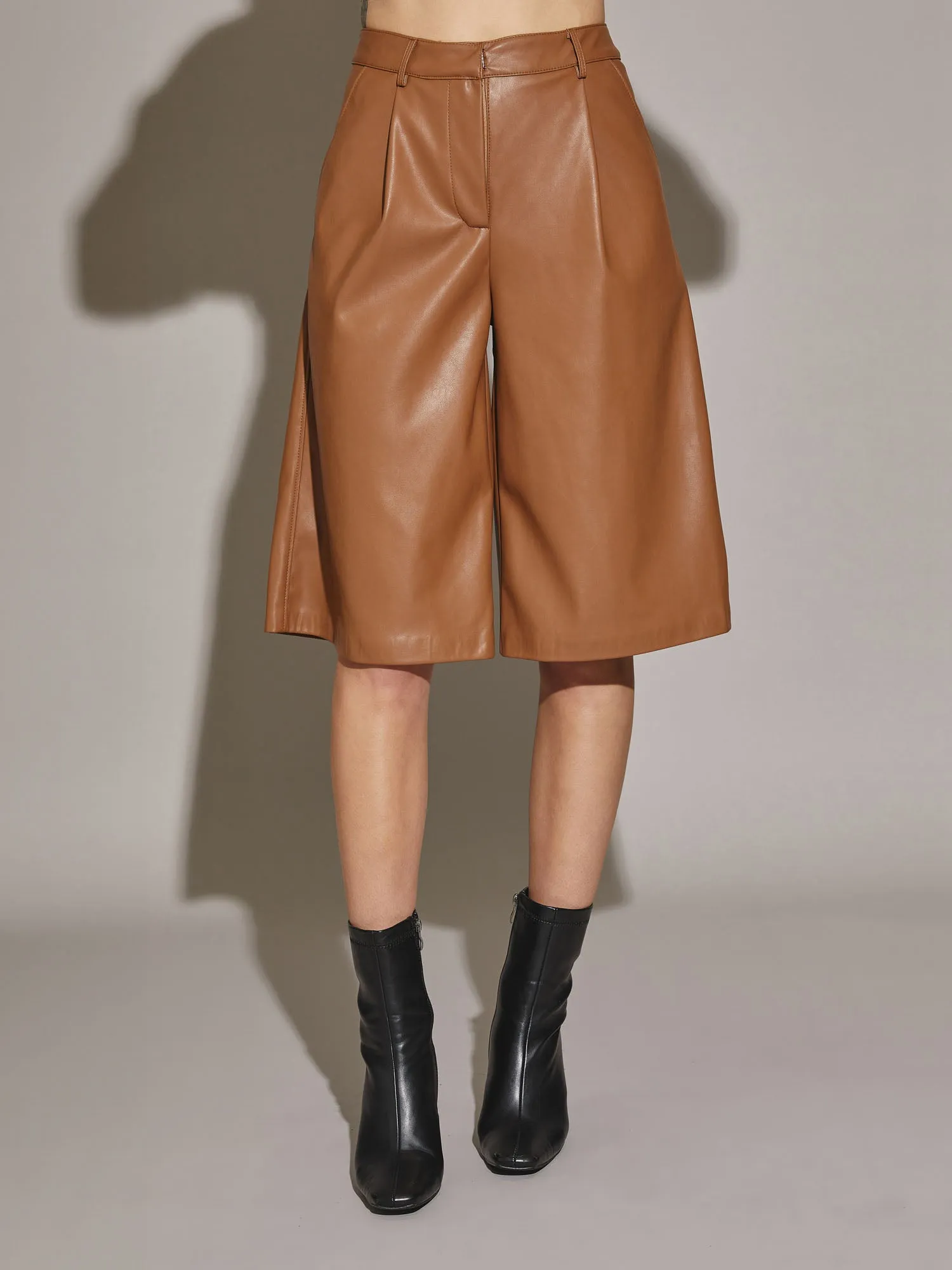 Mustard Seed Faux Leather Cropped Wide-Leg Culotte - Brands We Love