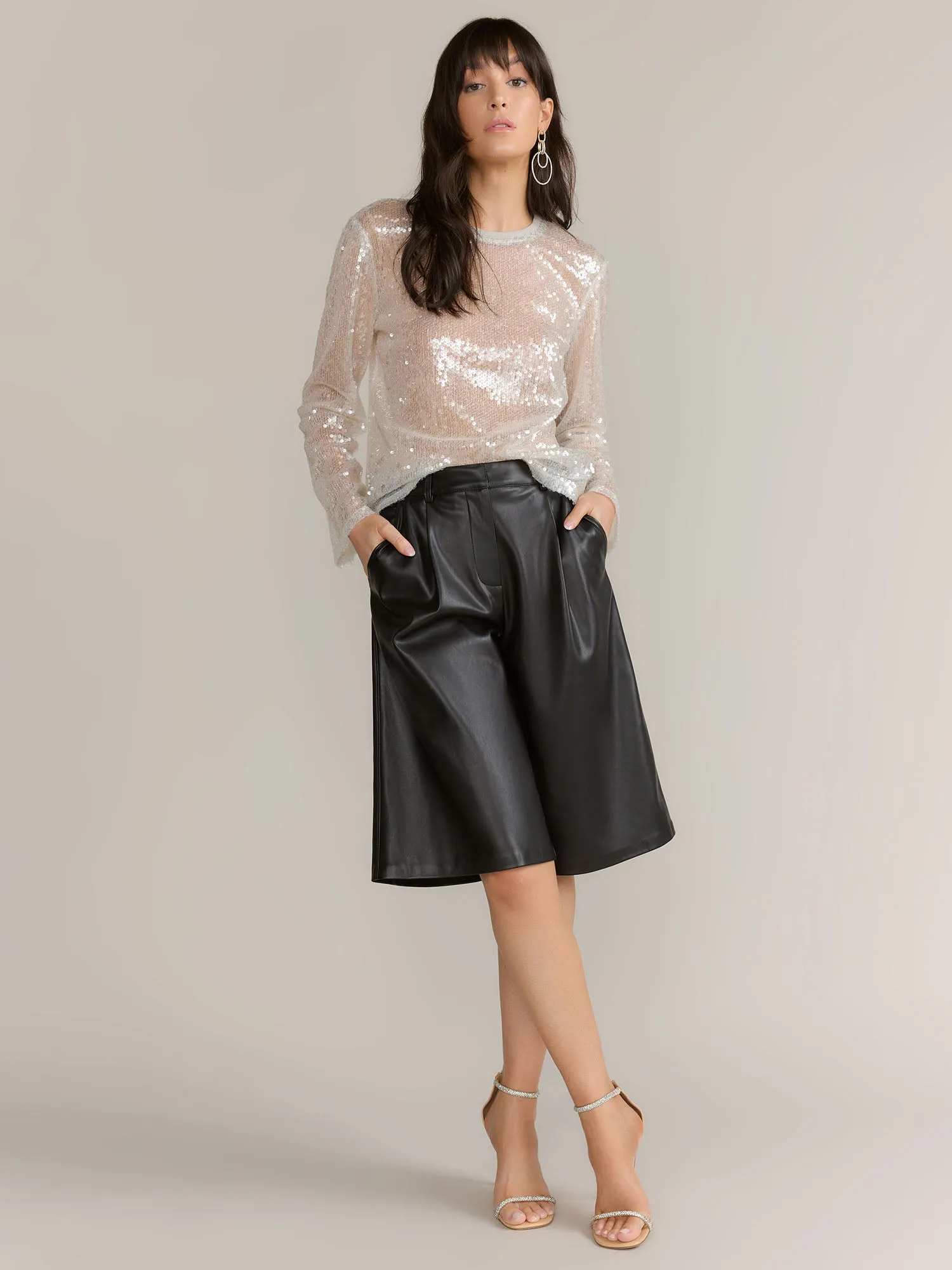 Mustard Seed Faux Leather Cropped Wide-Leg Culotte - Brands We Love
