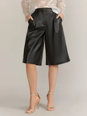 Mustard Seed Faux Leather Cropped Wide-Leg Culotte - Brands We Love