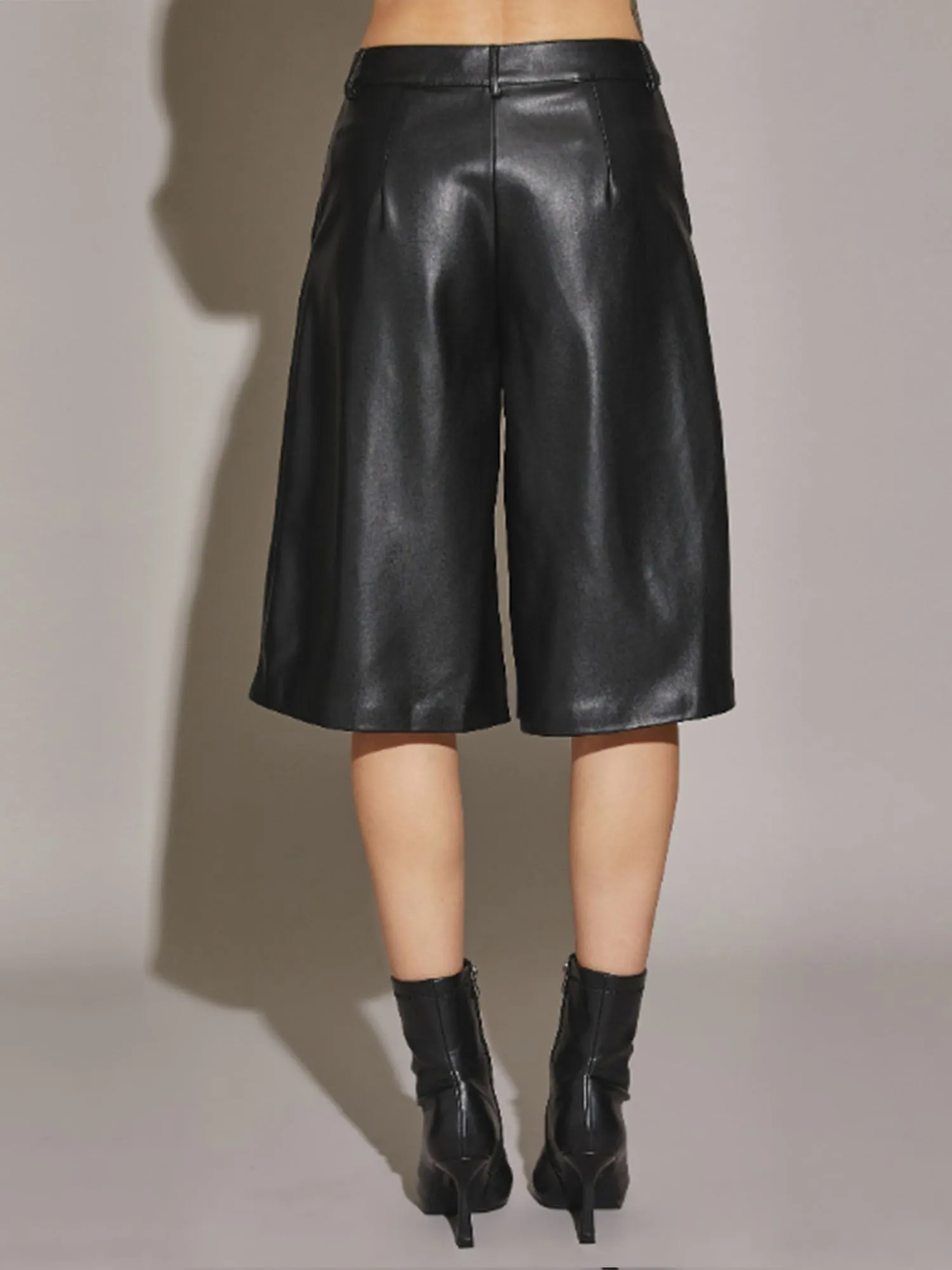 Mustard Seed Faux Leather Cropped Wide-Leg Culotte - Brands We Love