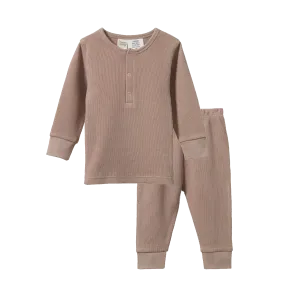 Nature Baby 2Pc Long Sleeve Waffle Pyjamas - Sparrow