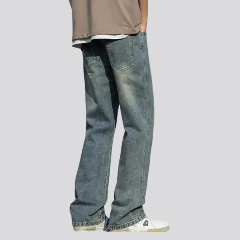 Pebble-washed men's fashion jeans