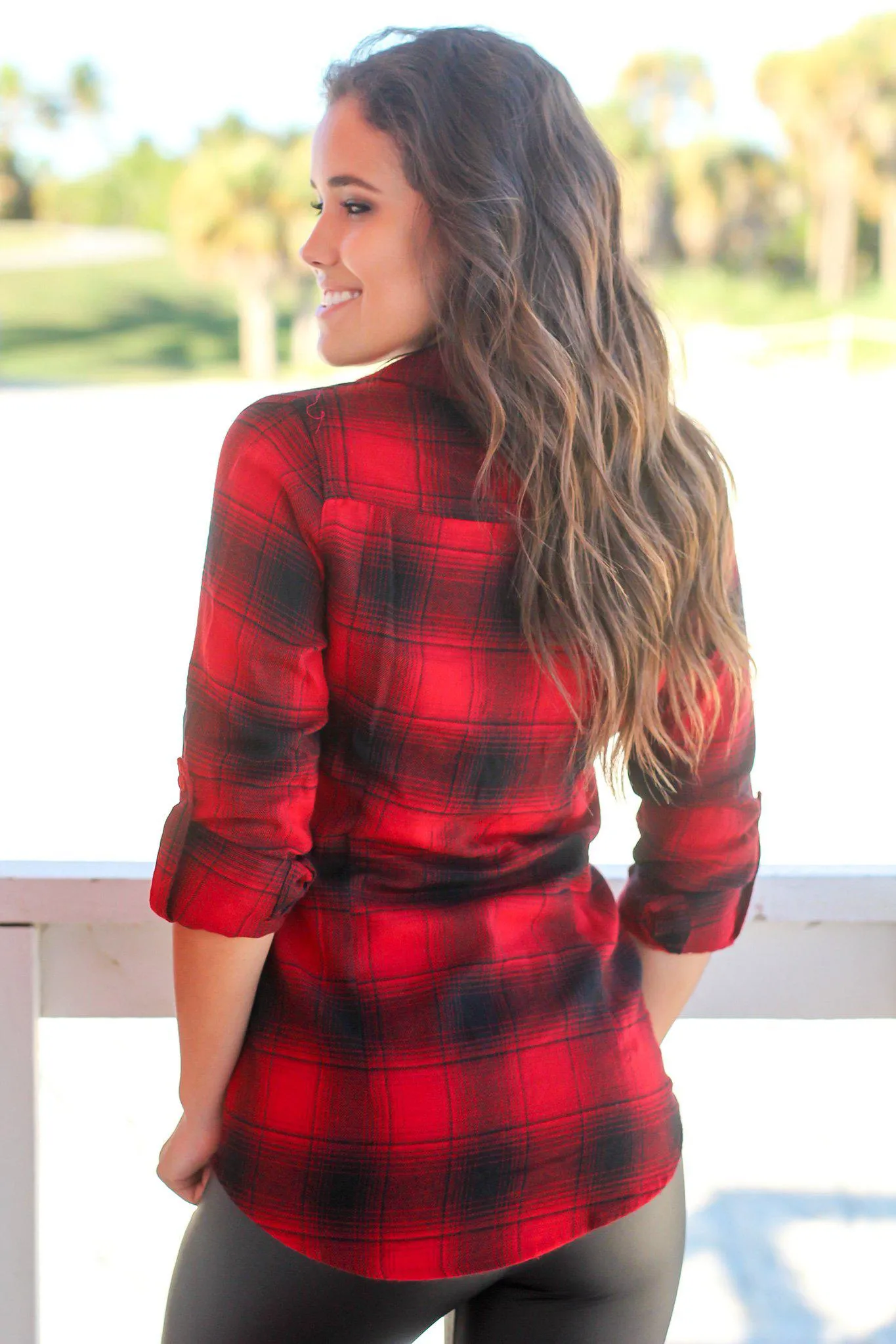 Red and Black Flannel Top