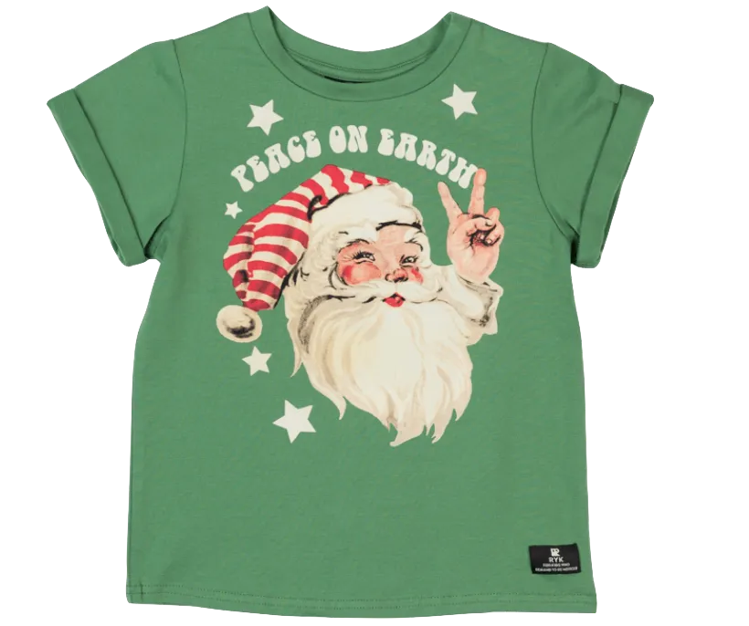 Rock Your Kid - Peace on Earth Santa Tee in Green