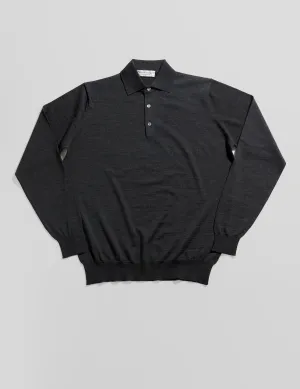 Royal Merino Long Sleeved Polo - Anthracite