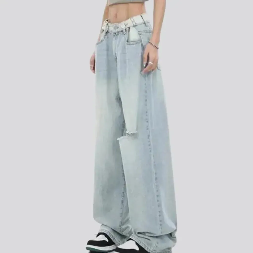 Sanded women's mid-waist jeans