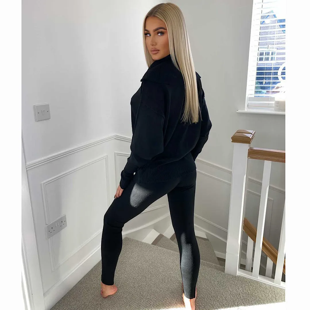 Shelby Black Oversized Collar Soft Lounge Set