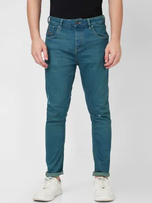 Spykar Mid Rise Regular Fit Green Jeans For Men