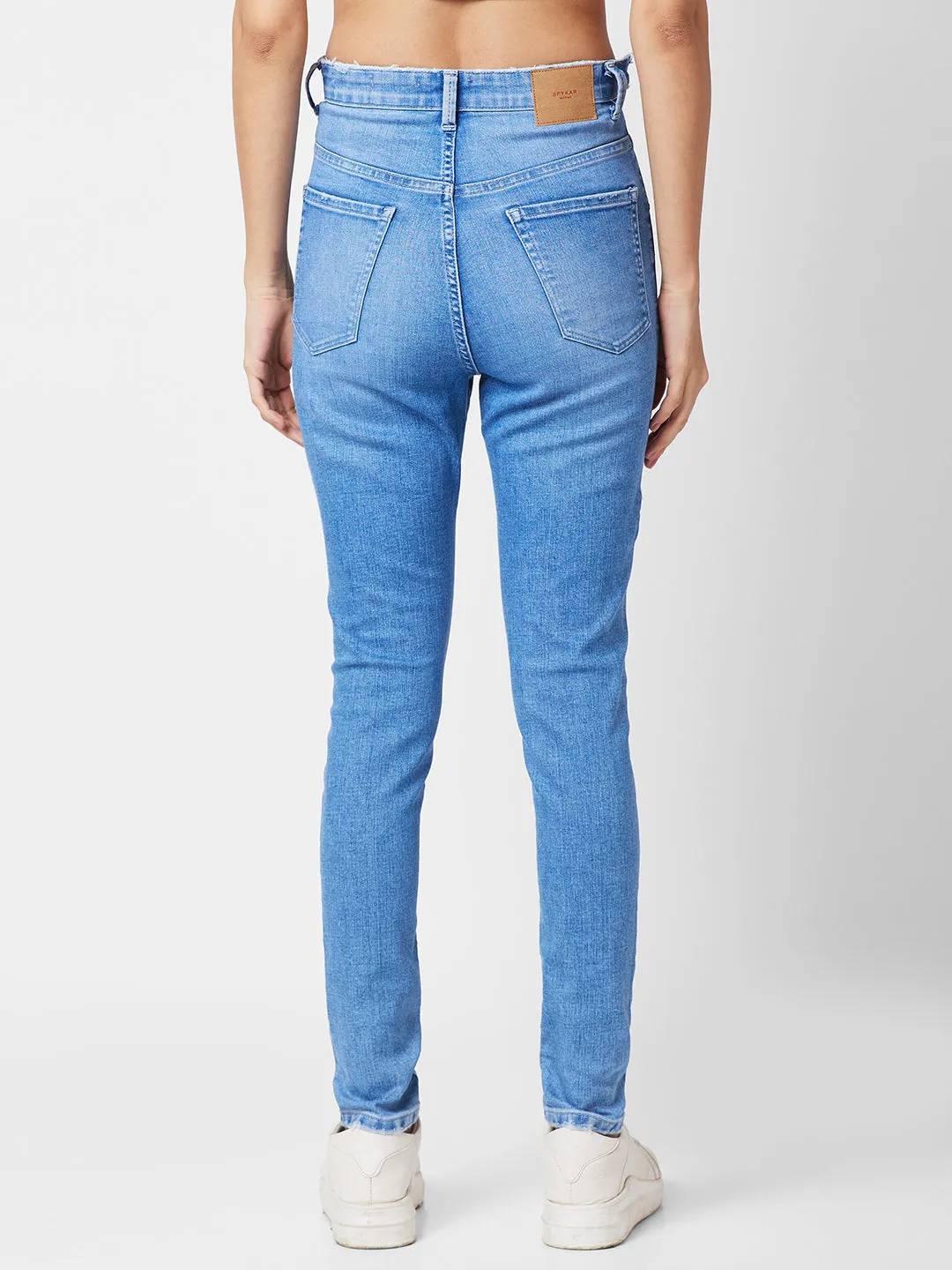 Spykar Women Slim Fit High-Rise Highly Distressed Heavy Fade Stretchable Jeans