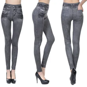 Stretchable Bleached Pencil High Waist Jeans