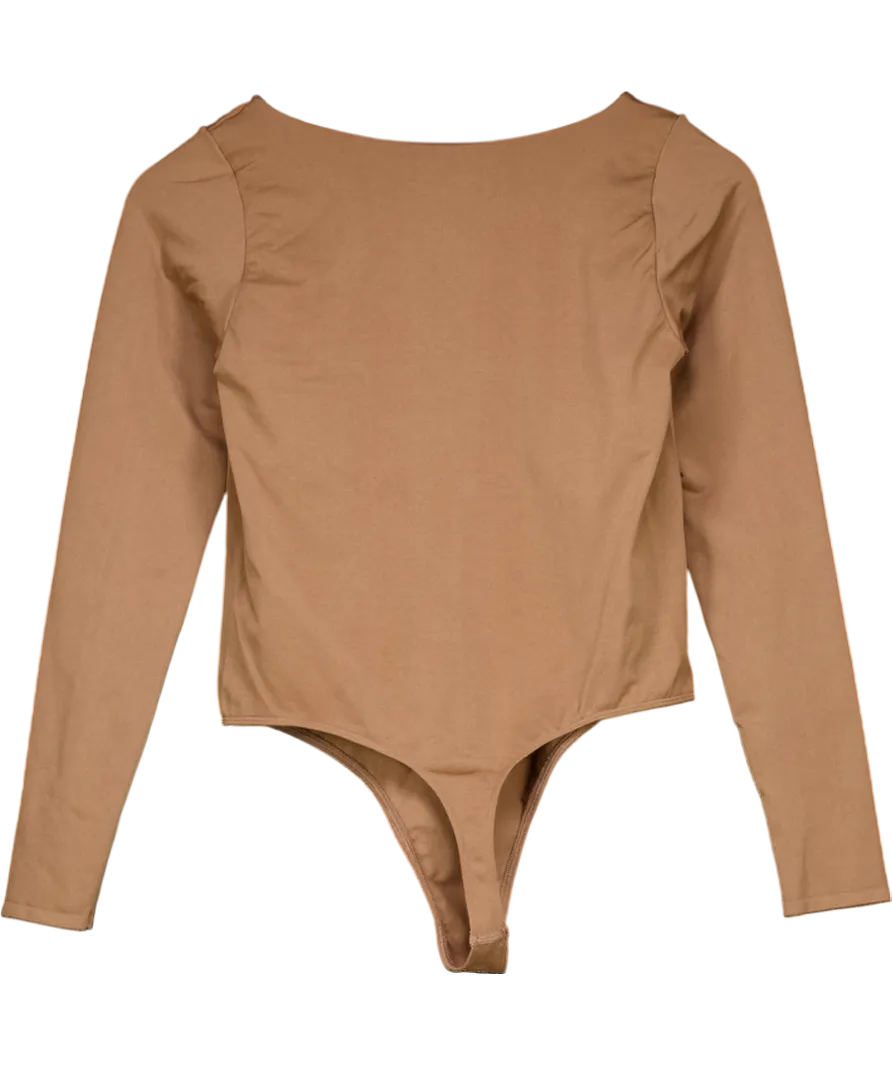 Urban Outfitters Brown Gathered Front Long Sleeve Bodysuit UK XL