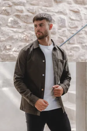 Utility Overshirt in Dark Olive