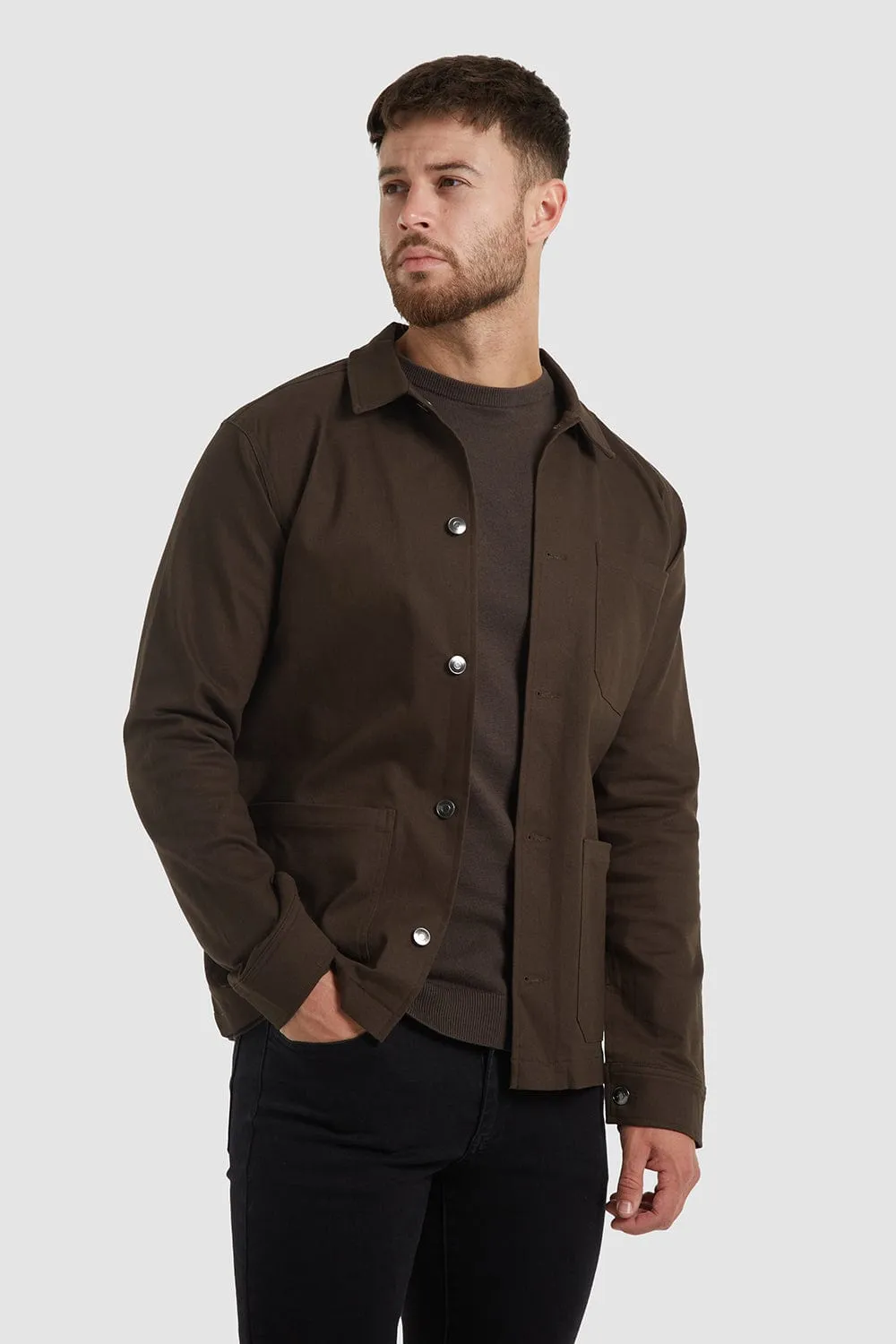 Utility Overshirt in Dark Olive