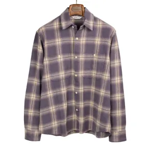 Utility shirt in faded lilac shadow plaid flannel