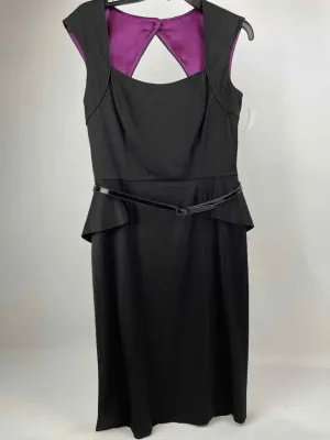 White House Black Market Size 8 Black Knit Belted Sleeveless Dress