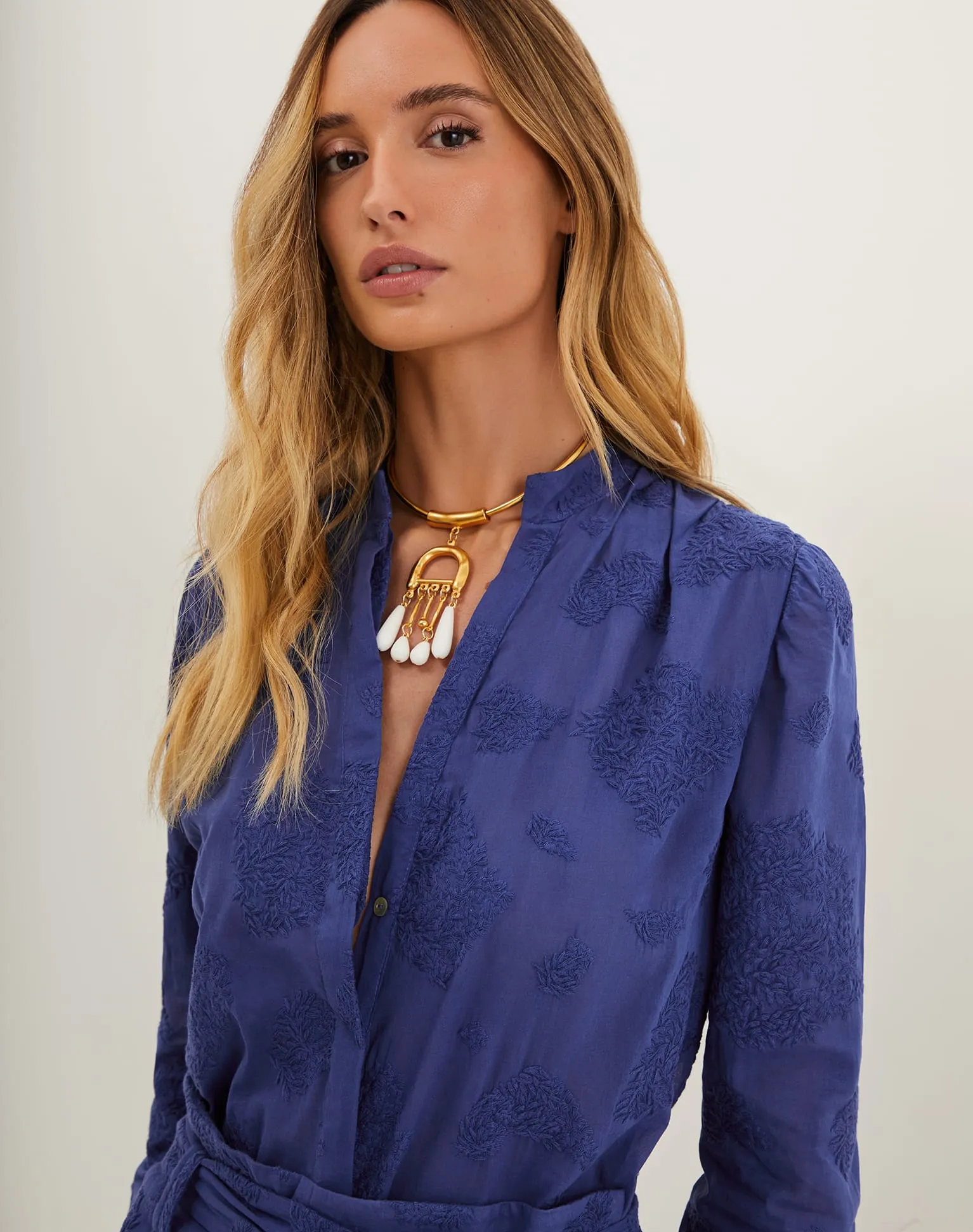 Yumi Long Sleeve Blouse - Sapphire