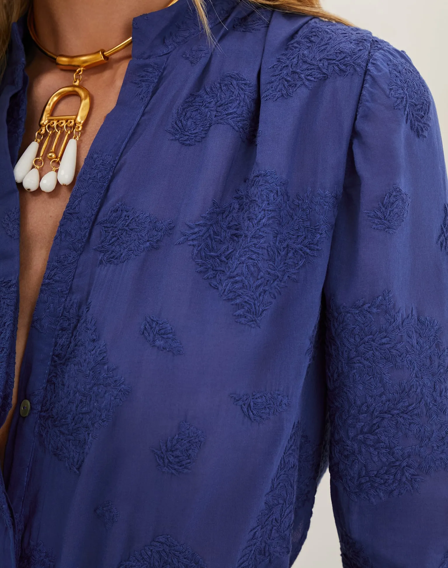 Yumi Long Sleeve Blouse - Sapphire